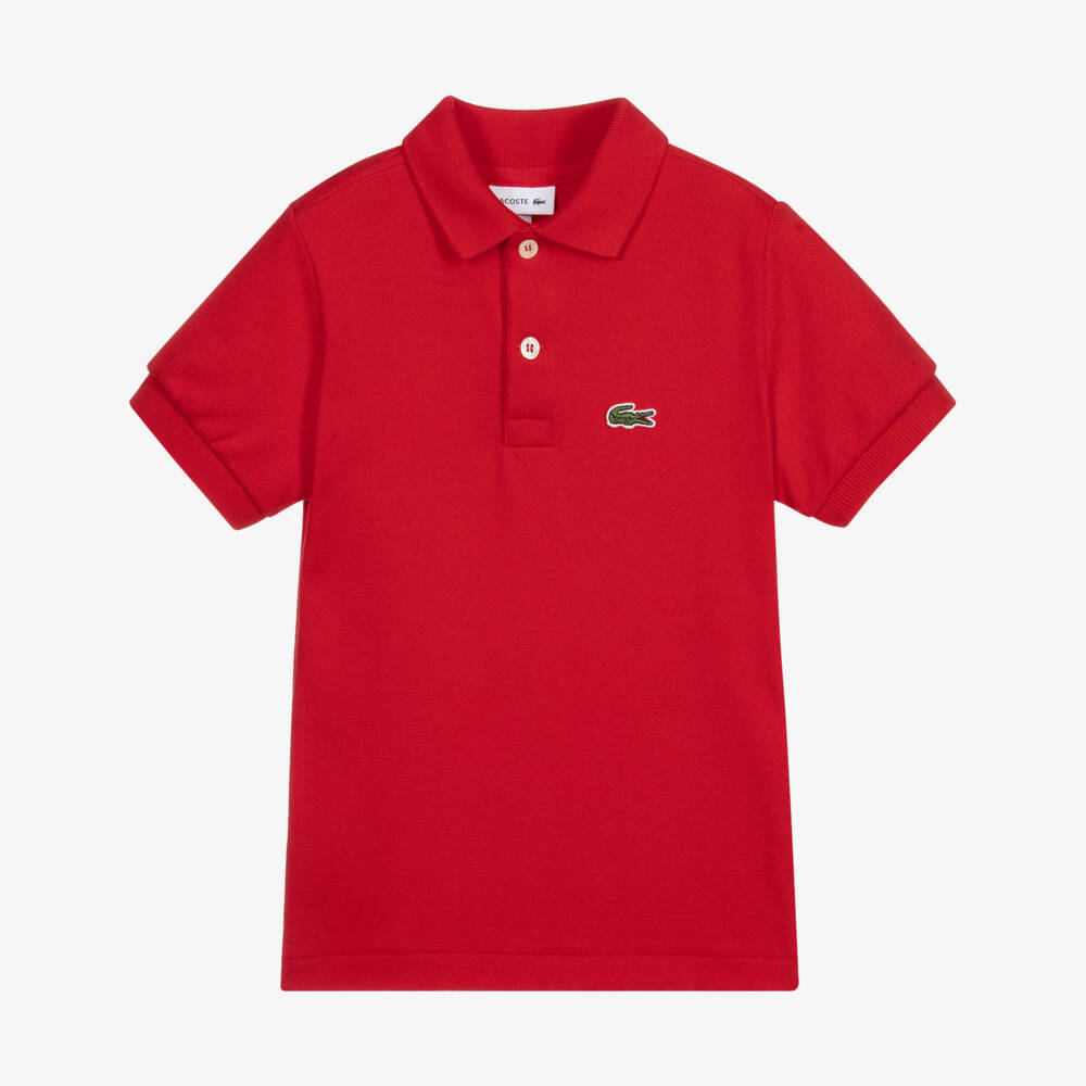 Lacoste-Boys Red Logo Polo Shirt | Childrensalon Outlet