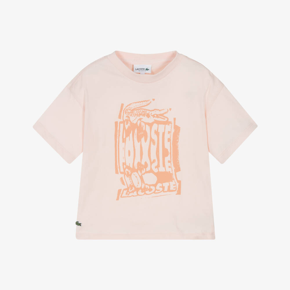 Lacoste-Boys Soft Orange Crocodile Tee | Childrensalon Outlet