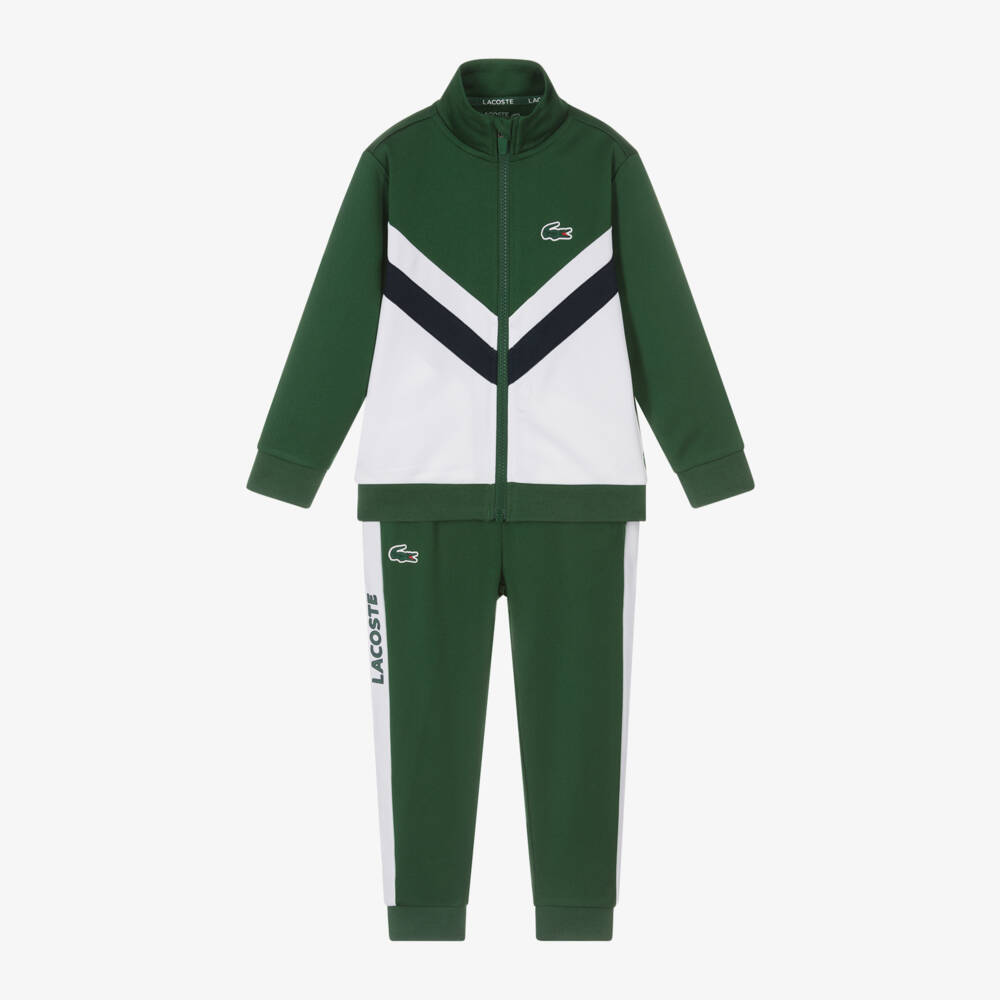 Lacoste-Boys Sporty Green Tracksuit Set | Childrensalon Outlet