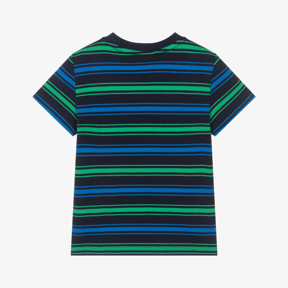 Lacoste-Boys Striped Blue & Green Tee | Childrensalon Outlet