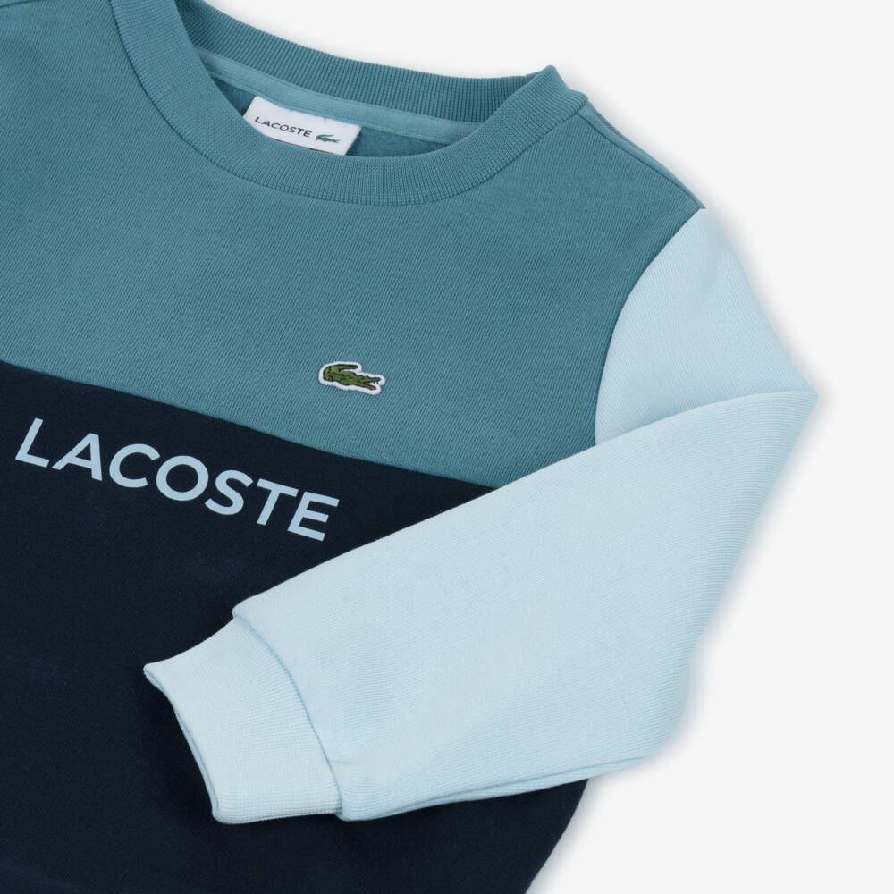 Lacoste-Boys Vibrant Blue Cotton Block Sweater | Childrensalon Outlet
