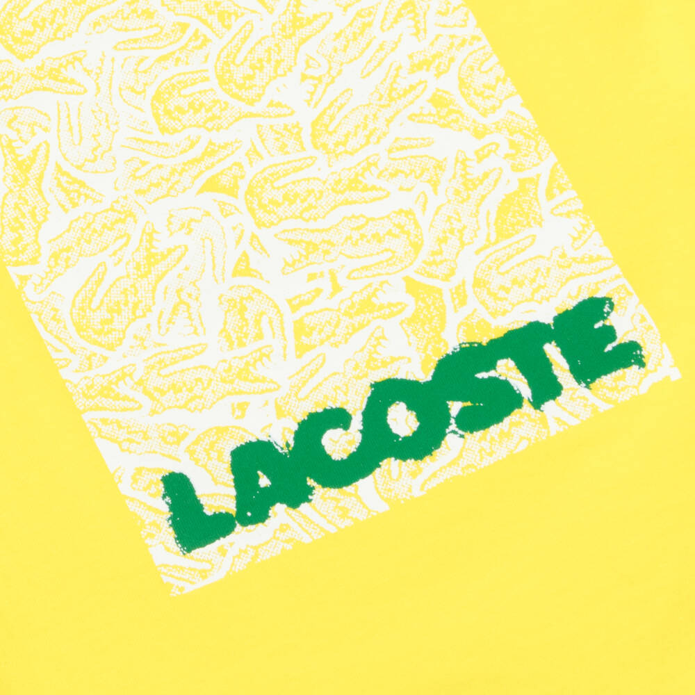 Lacoste-Boys Vivid Yellow Graphic Tee | Childrensalon Outlet