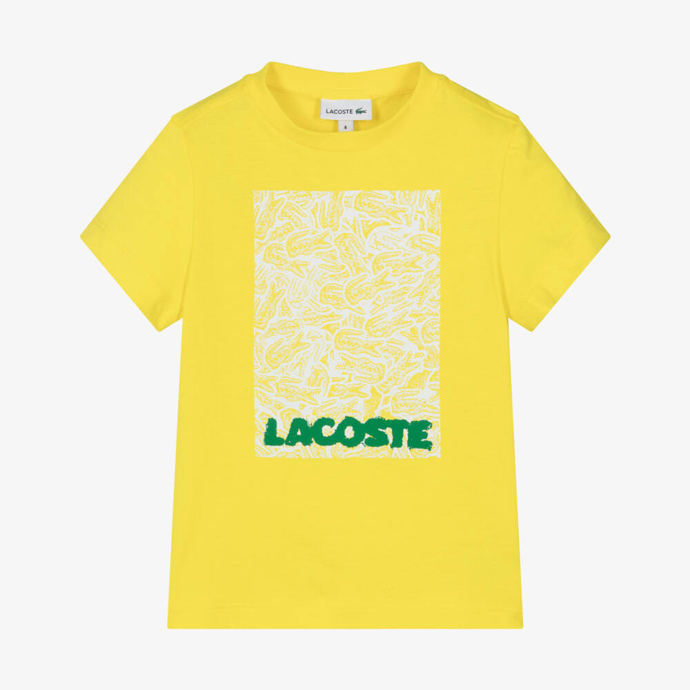 Lacoste-Boys Vivid Yellow Graphic Tee | Childrensalon Outlet