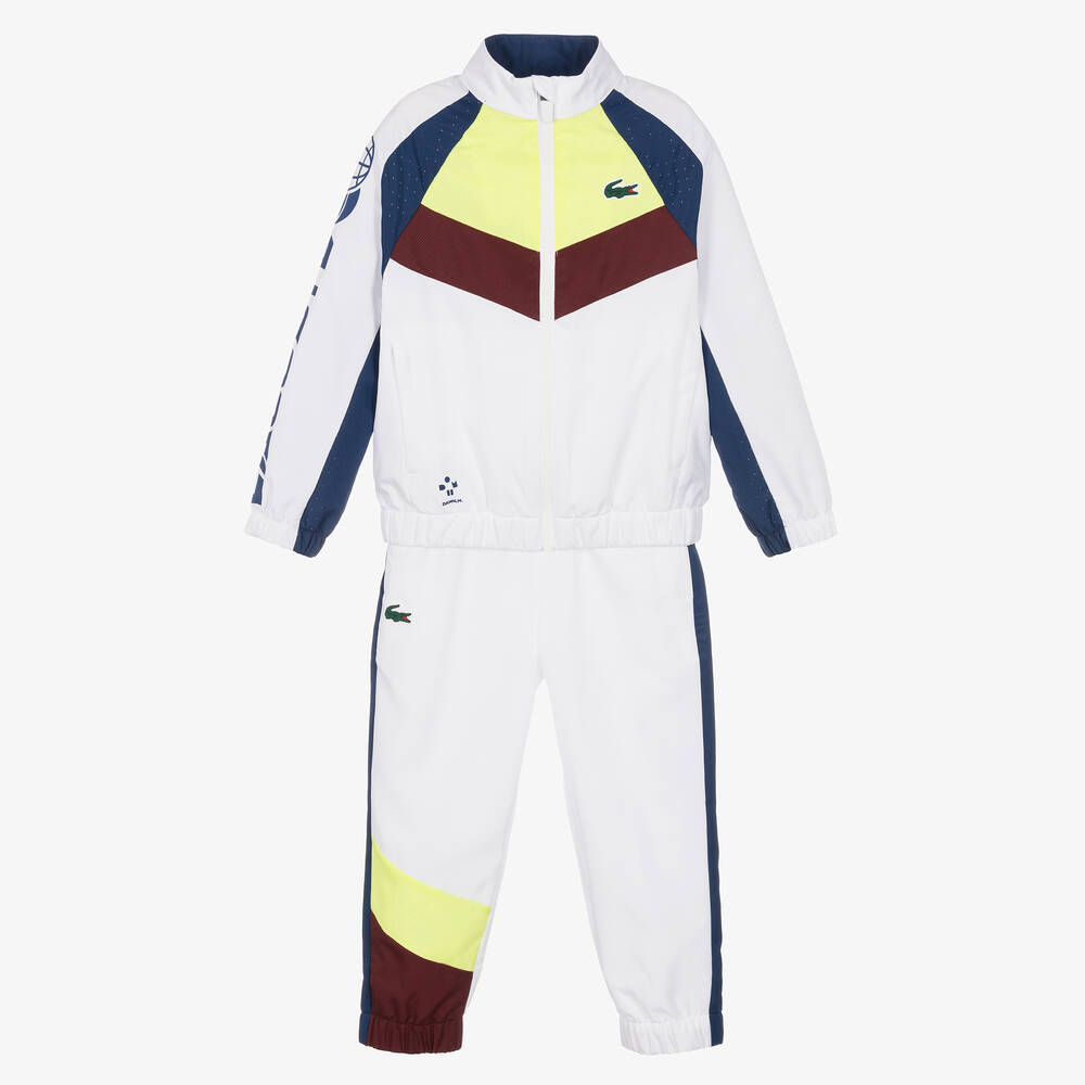 Lacoste - Weißer Tennis-Trainingsanzug im Farbblock-Design für Jungen | Childrensalon