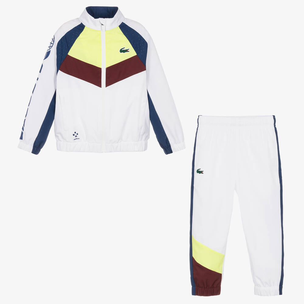 White lacoste tracksuit discount