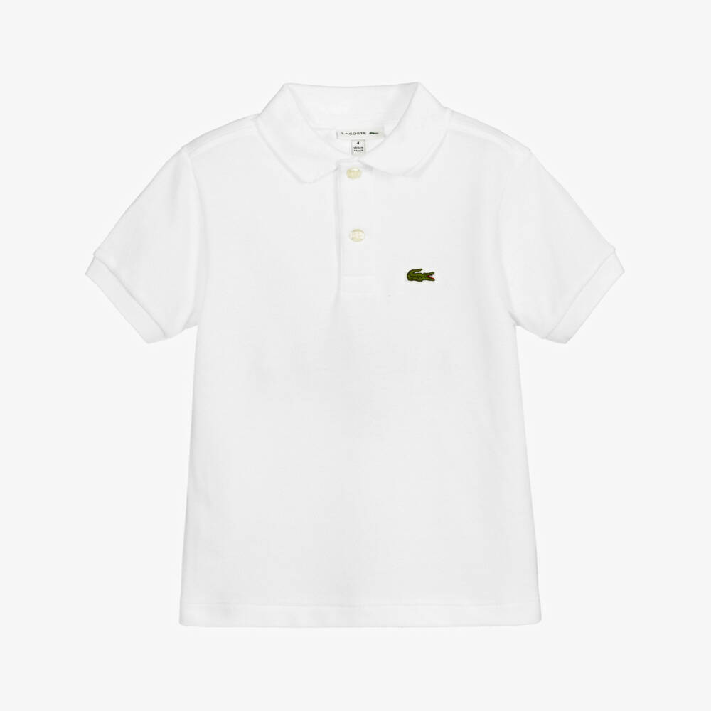 Lacoste-Boys White Cotton Piqué Polo Shirt | Childrensalon Outlet