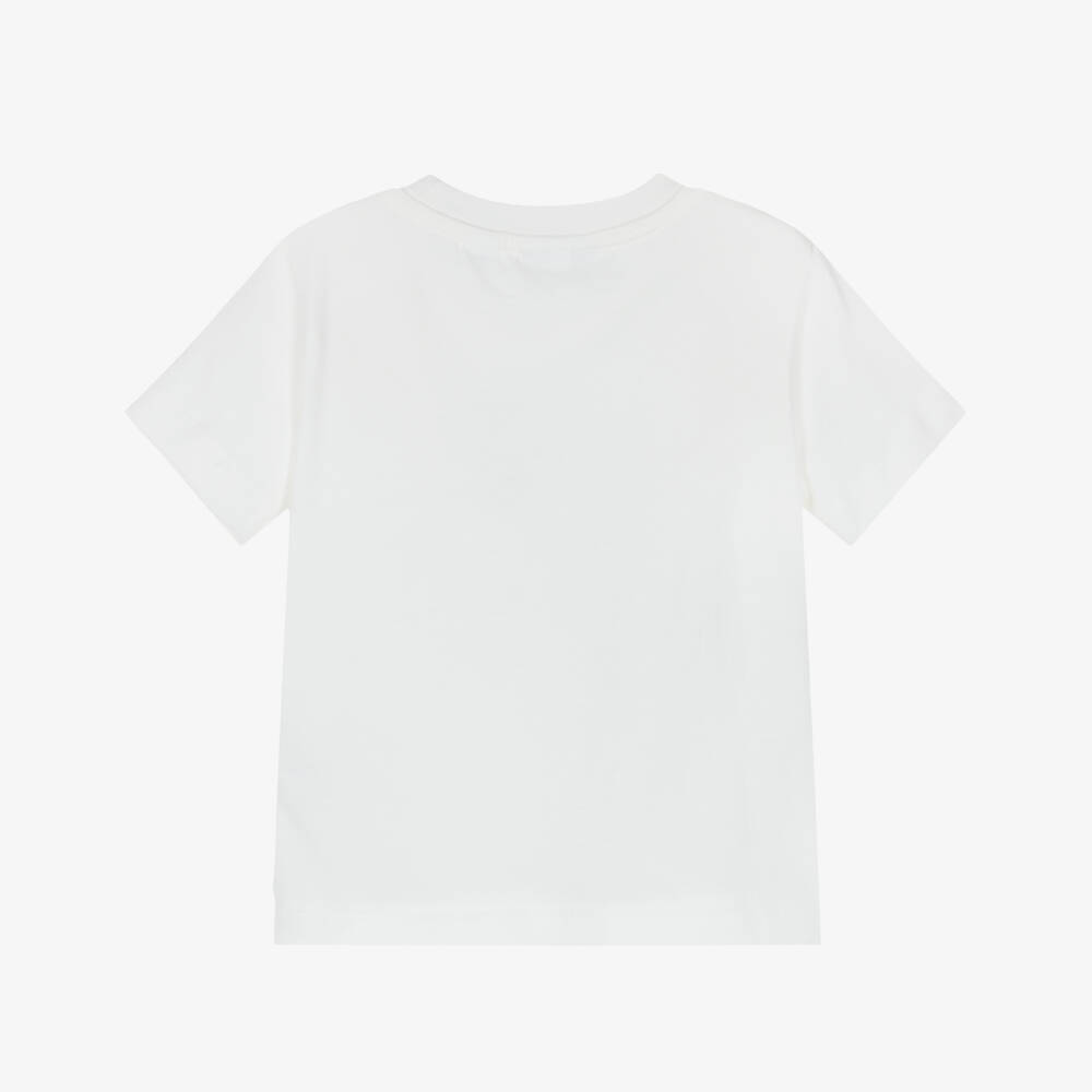 Lacoste-Boys White Cotton T-Shirt with Tennis Ball Logo | Childrensalon Outlet