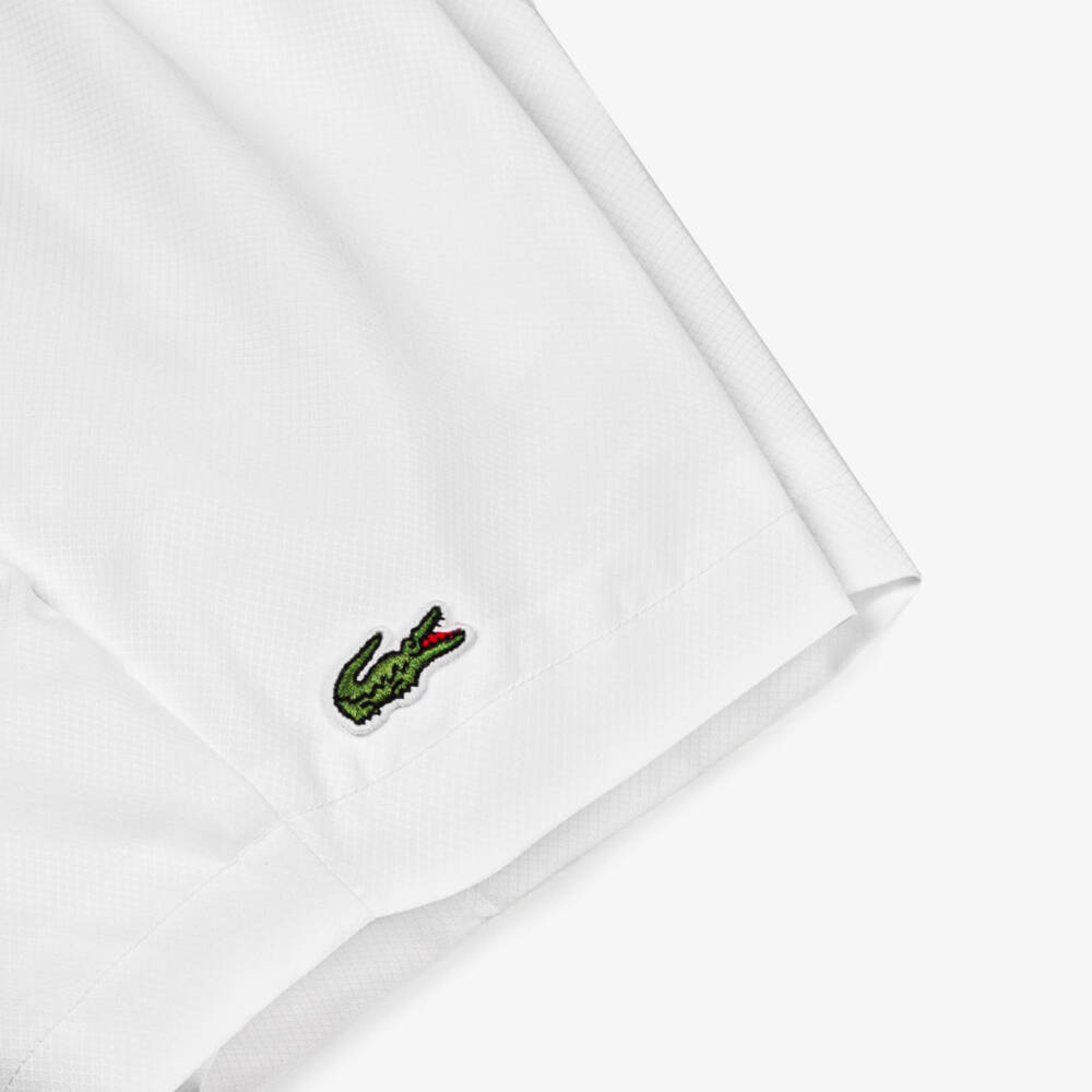 Lacoste-Boys White Crocodile Sports Shorts | Childrensalon Outlet