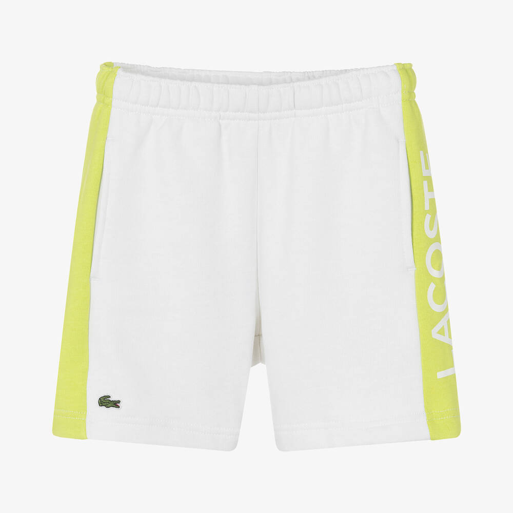 Boys White Green Organic Cotton Shorts
