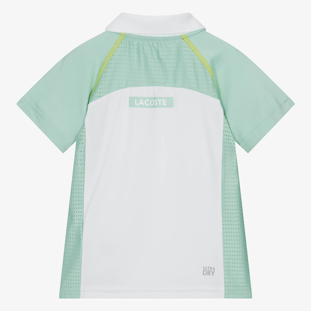 Lacoste Boys White Green Sports Polo Shirt Childrensalon Outlet