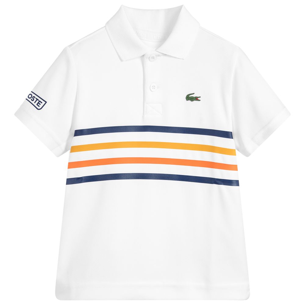 Lacoste - توب بولو لون أبيض للأولاد (UV50+) | Childrensalon