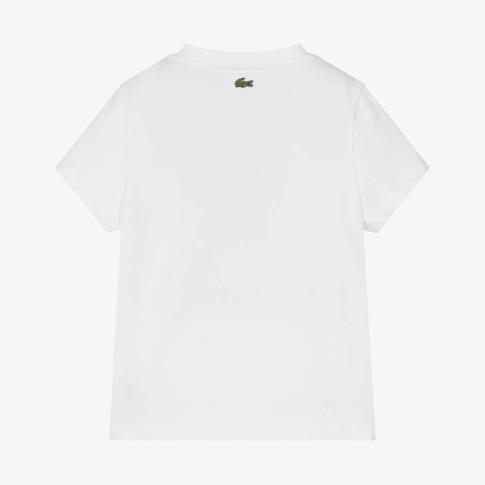 Lacoste-Boys White Soft Cotton Tee | Childrensalon Outlet