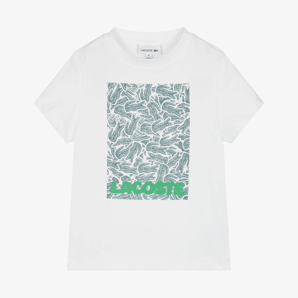 Lacoste-Boys White Soft Cotton Tee | Childrensalon Outlet
