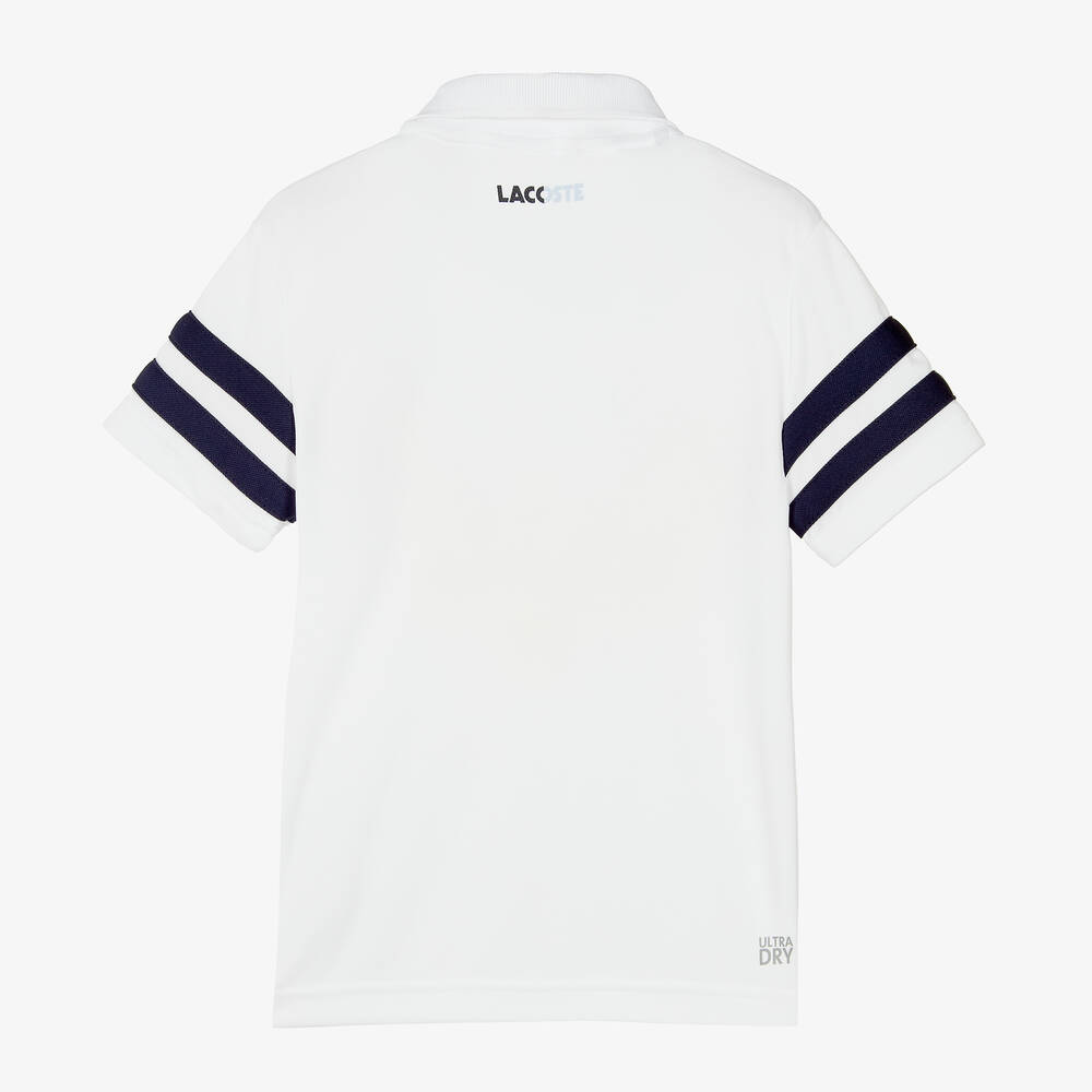 Lacoste Boys White Ultra Dry Polo Shirt UPF30