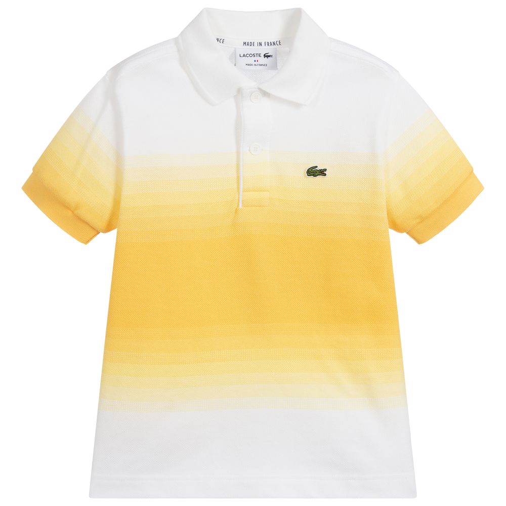 Lacoste - Boys White & Yellow Polo Shirt | Childrensalon