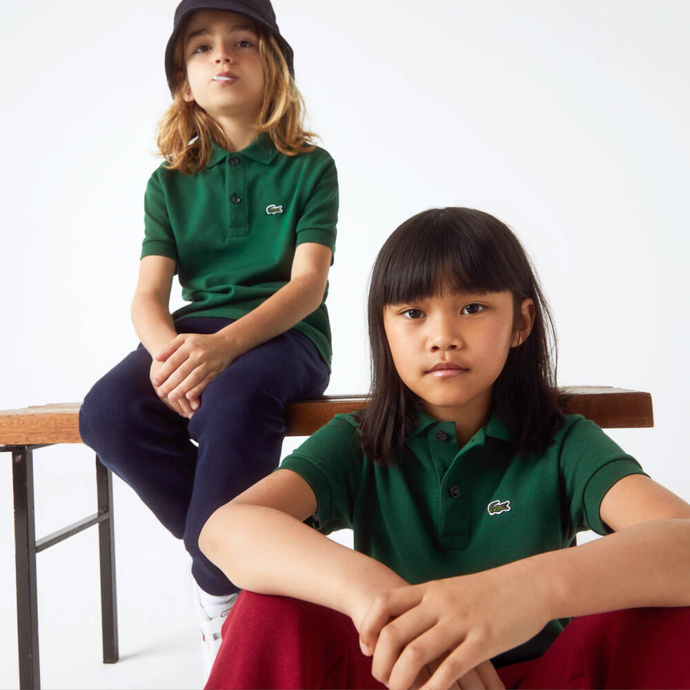 Lacoste-Dark Green Cotton Crocodile Polo Shirt | Childrensalon Outlet