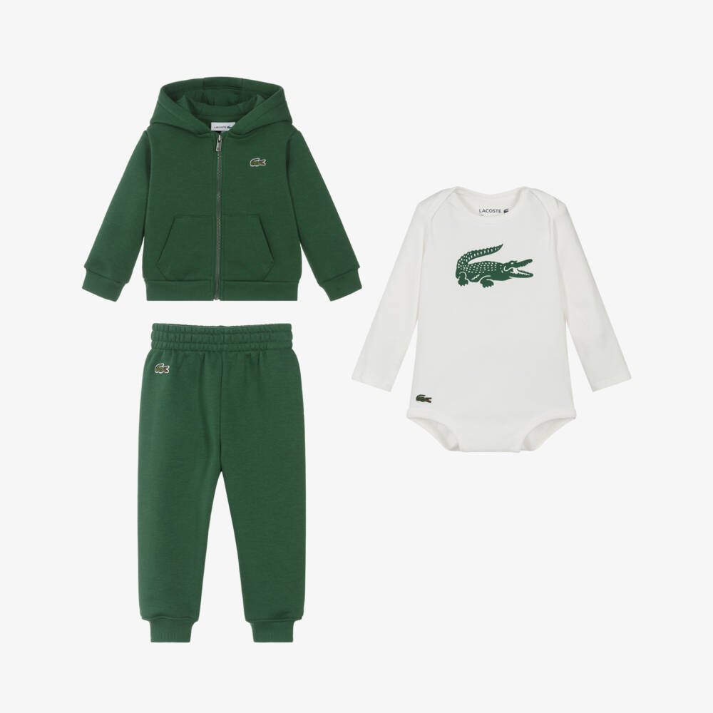 Lacoste-Dark Green Cotton Jersey Baby Tracksuit Set | Childrensalon Outlet