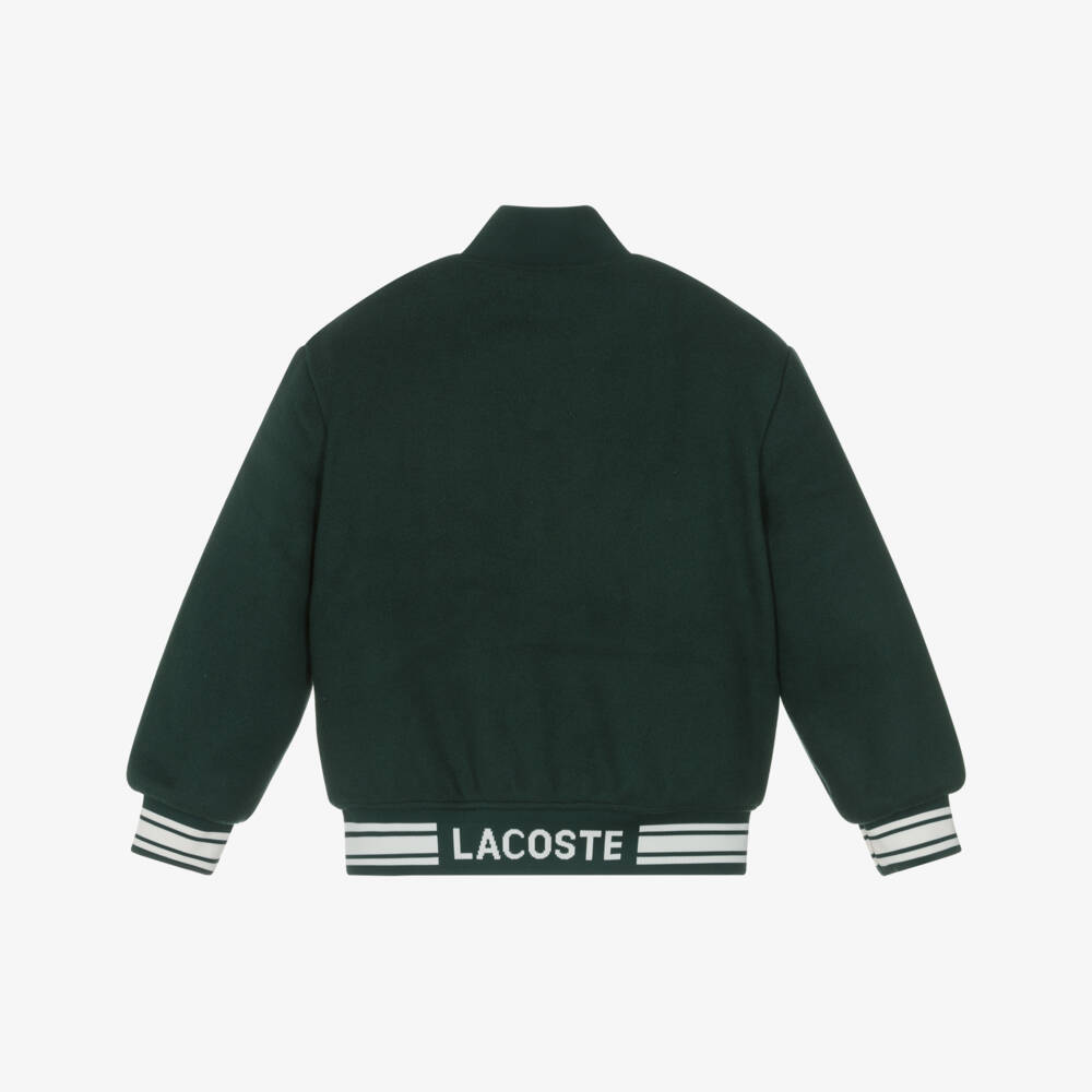 Lacoste-Felted Green Baseball Jacket with Logo Patch | Childrensalon Outlet