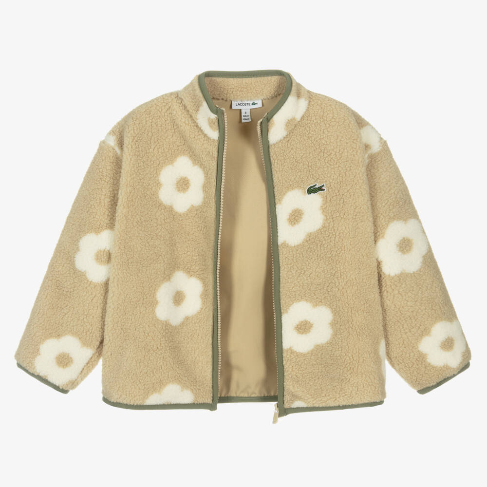 Lacoste-Girls Beige Floral Fleece Jacket | Childrensalon Outlet