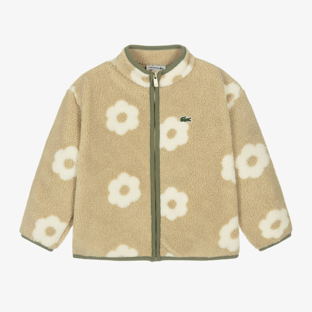 Lacoste-Girls Beige Floral Fleece Jacket | Childrensalon Outlet