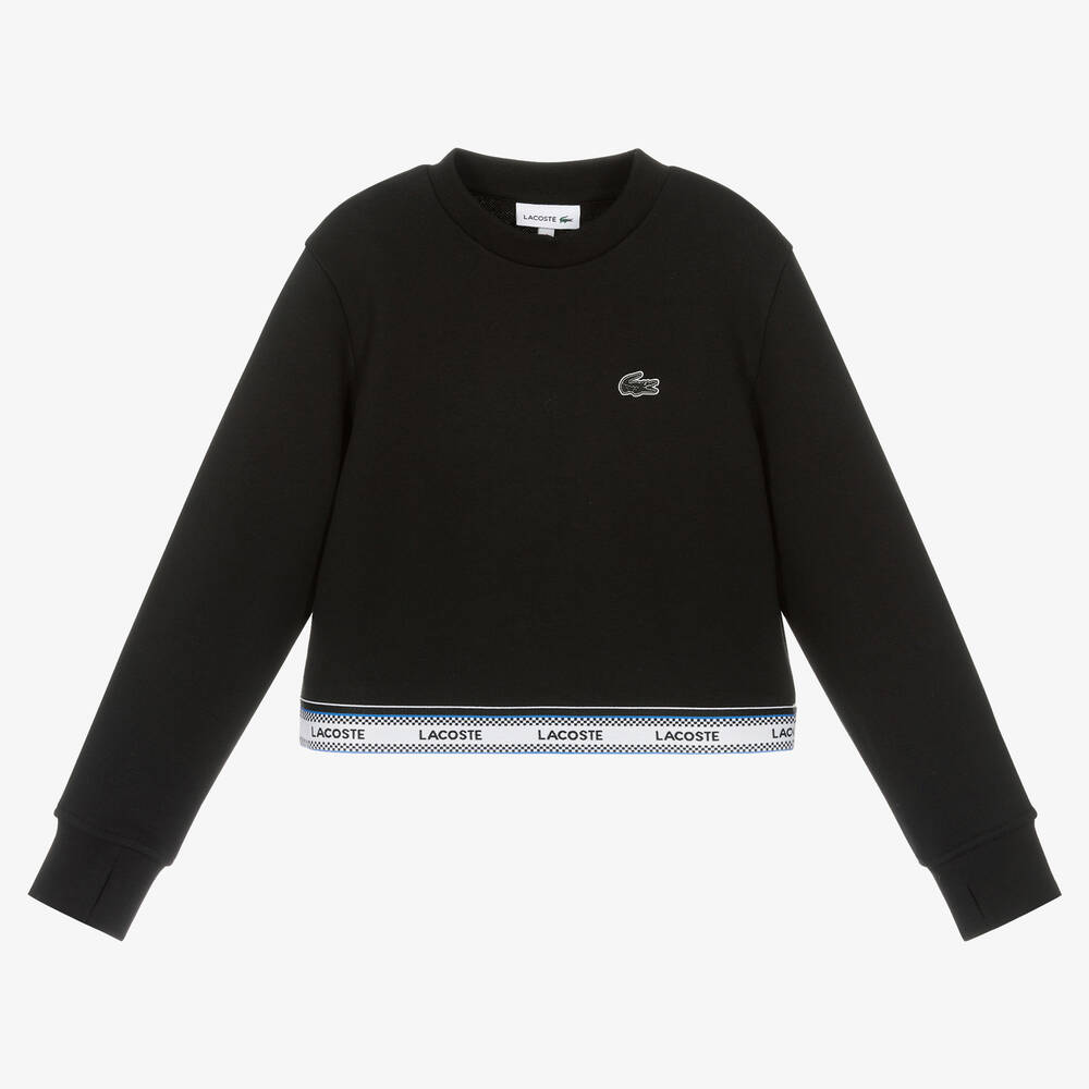 Lacoste - Sweat noir en coton fille | Childrensalon