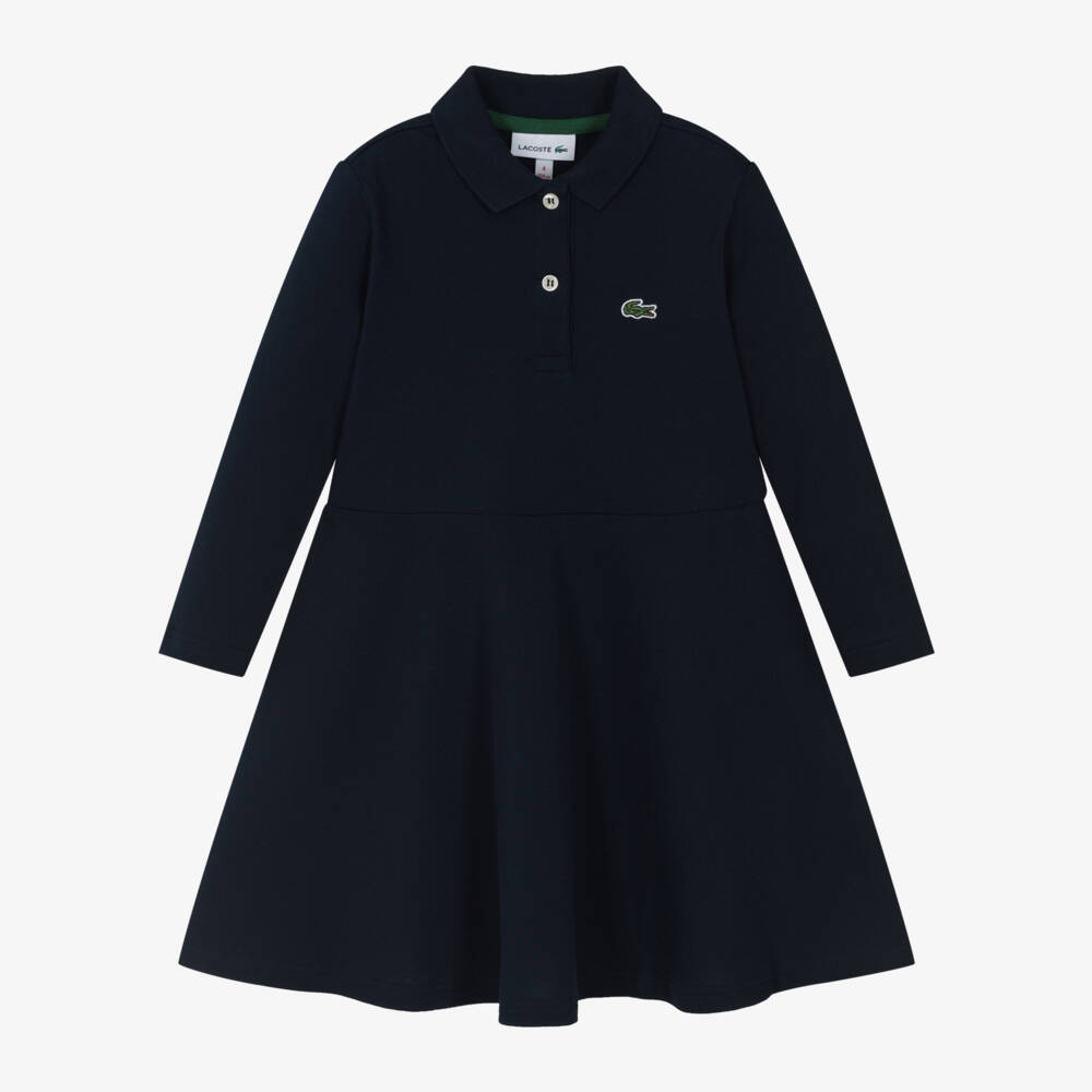 Lacoste-Girls Blue Cotton Piqué Dress | Childrensalon Outlet