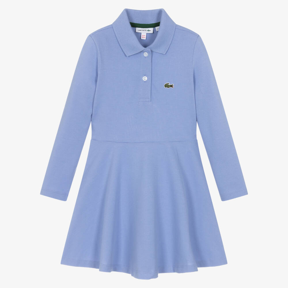 Lacoste-Girls Blue Cotton Piqué Polo Dress | Childrensalon Outlet