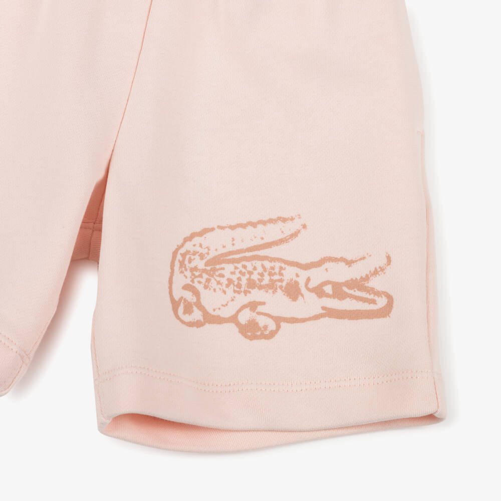 Lacoste-Girls Blush Reptile Cotton Shorts | Childrensalon Outlet