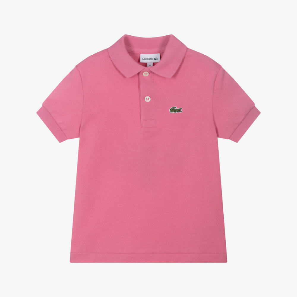 Lacoste-Girls & Boys Pink Cotton Crocodile Polo Shirt | Childrensalon Outlet