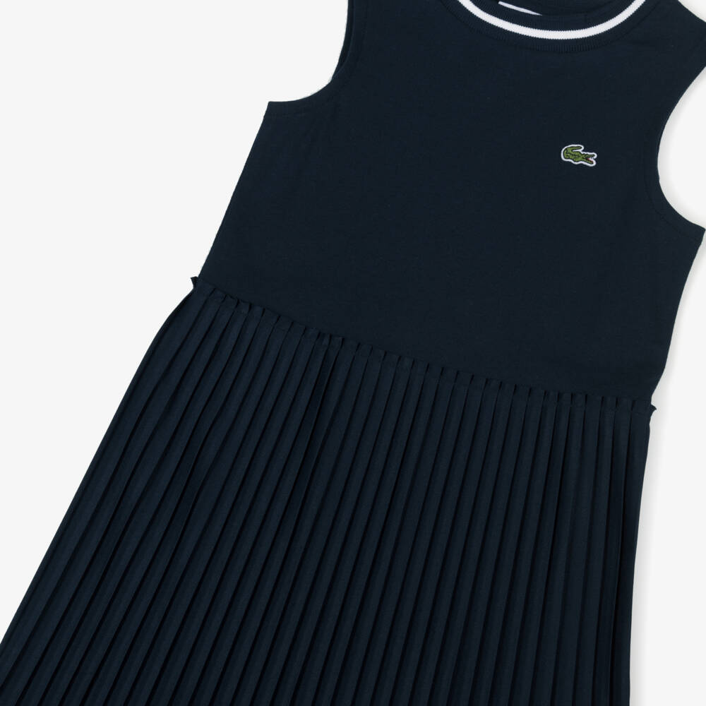 Lacoste-Girls Elegant Navy Pleated Dress | Childrensalon Outlet