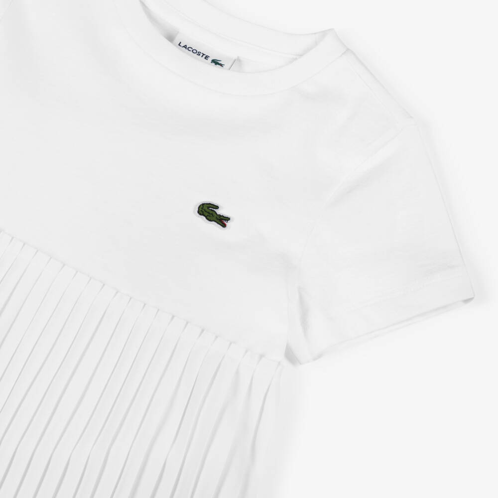 Lacoste-Girls Elegant White Pleated Top | Childrensalon Outlet