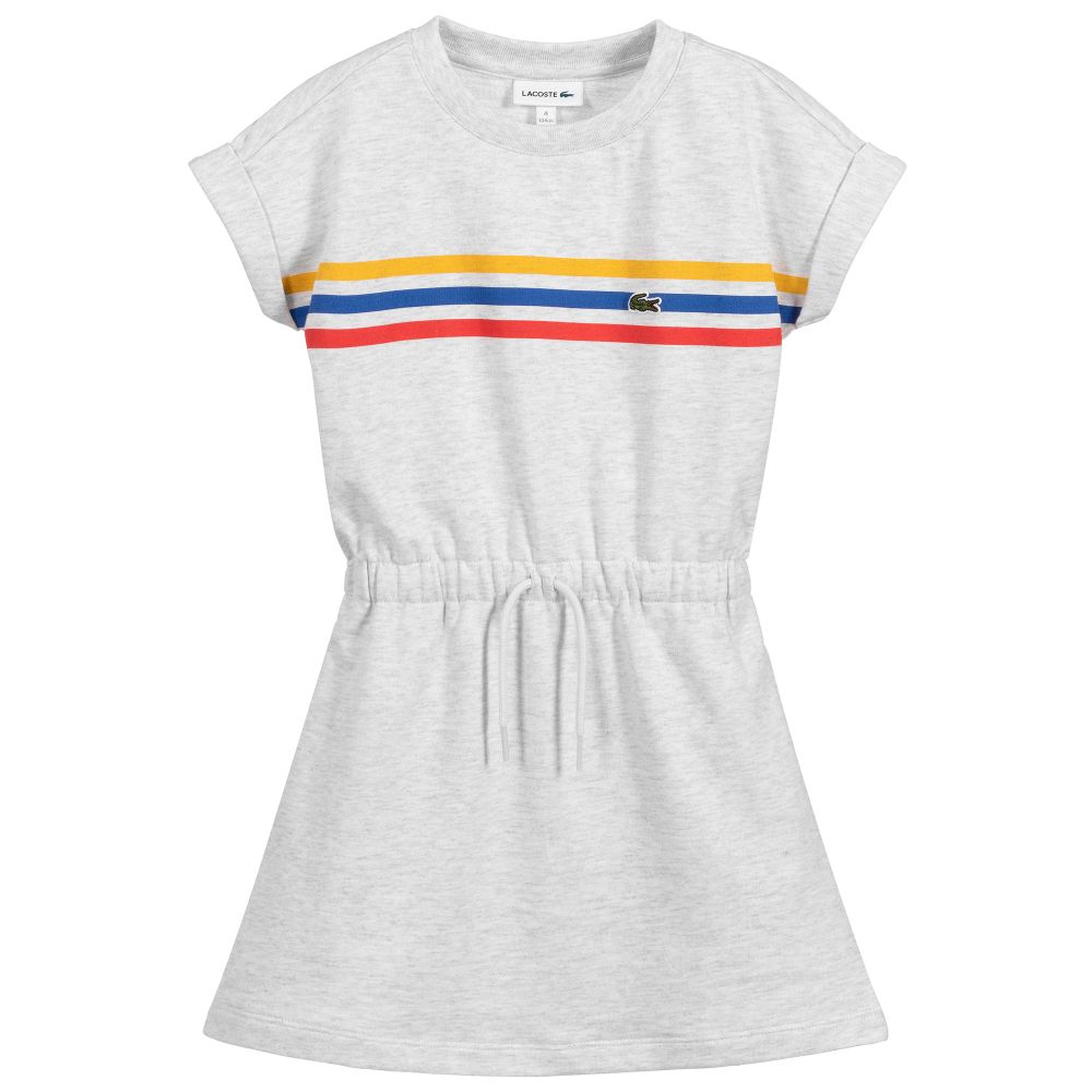 Lacoste - Girls Grey Cotton Dress | Childrensalon