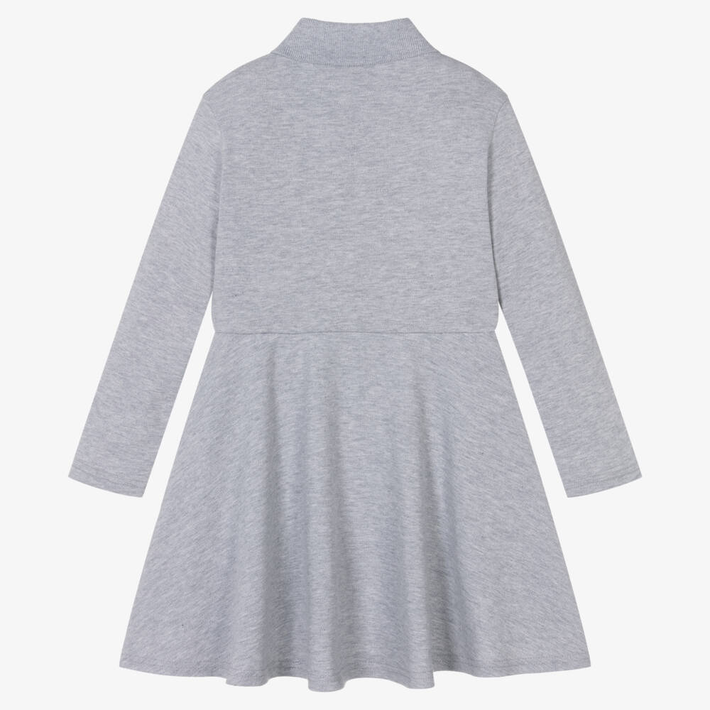 Lacoste-Girls Grey Cotton Piqué Polo Dress | Childrensalon Outlet