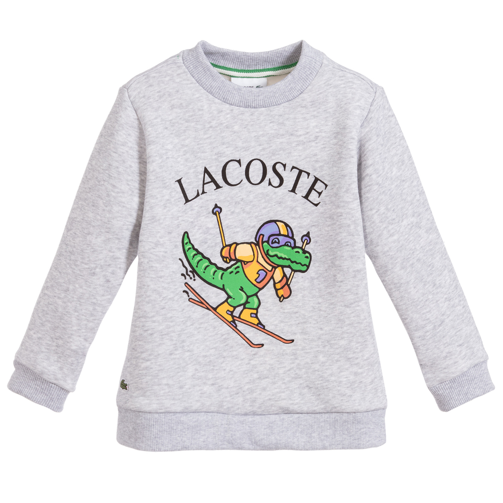 Lacoste - Girls Grey Cotton Sweatshirt | Childrensalon