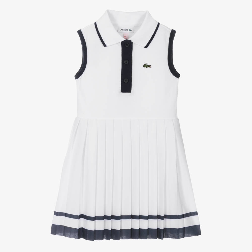 Lacoste-Girls Ivory Polo Dress with Pleats | Childrensalon Outlet