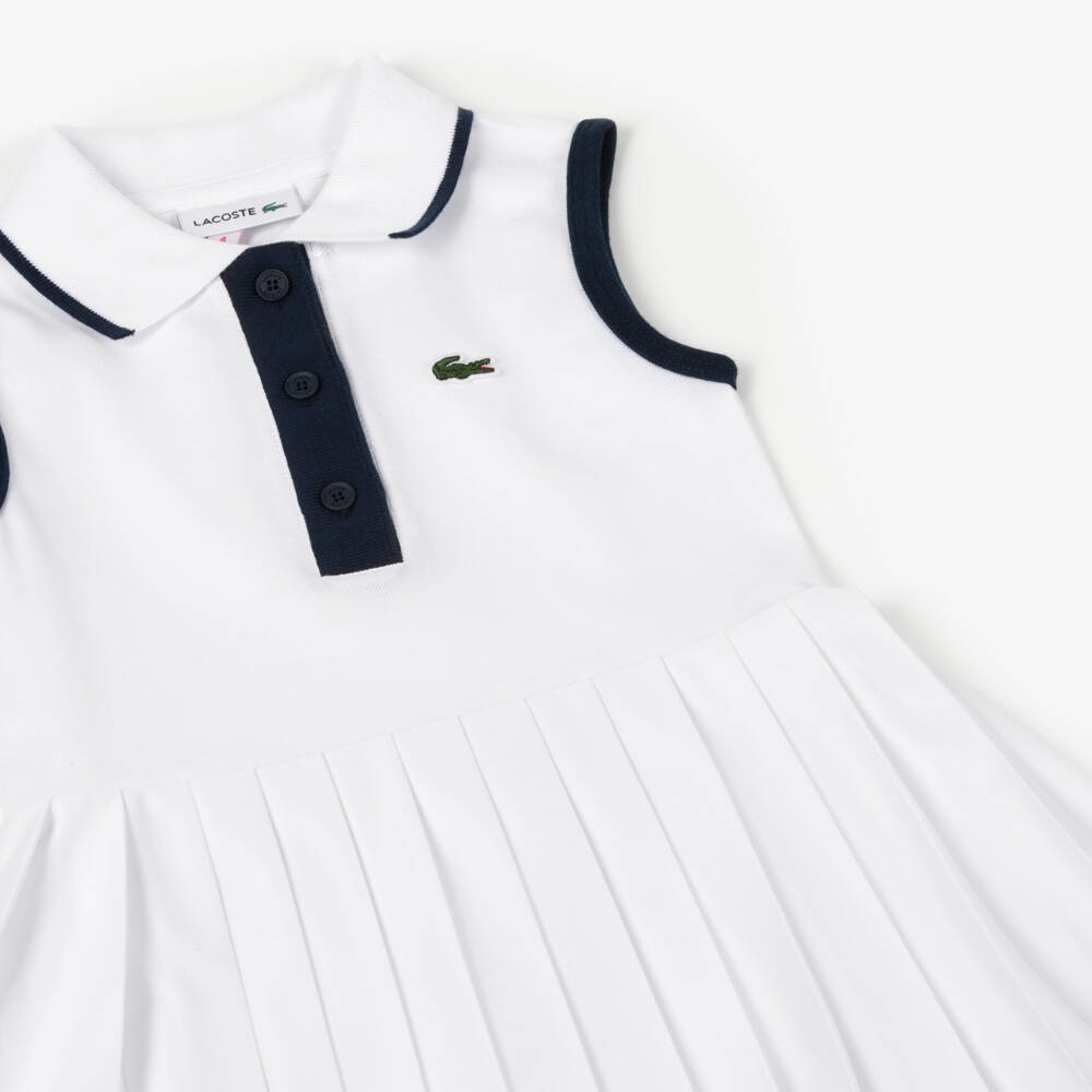 Lacoste-Girls Ivory Polo Dress with Pleats | Childrensalon Outlet