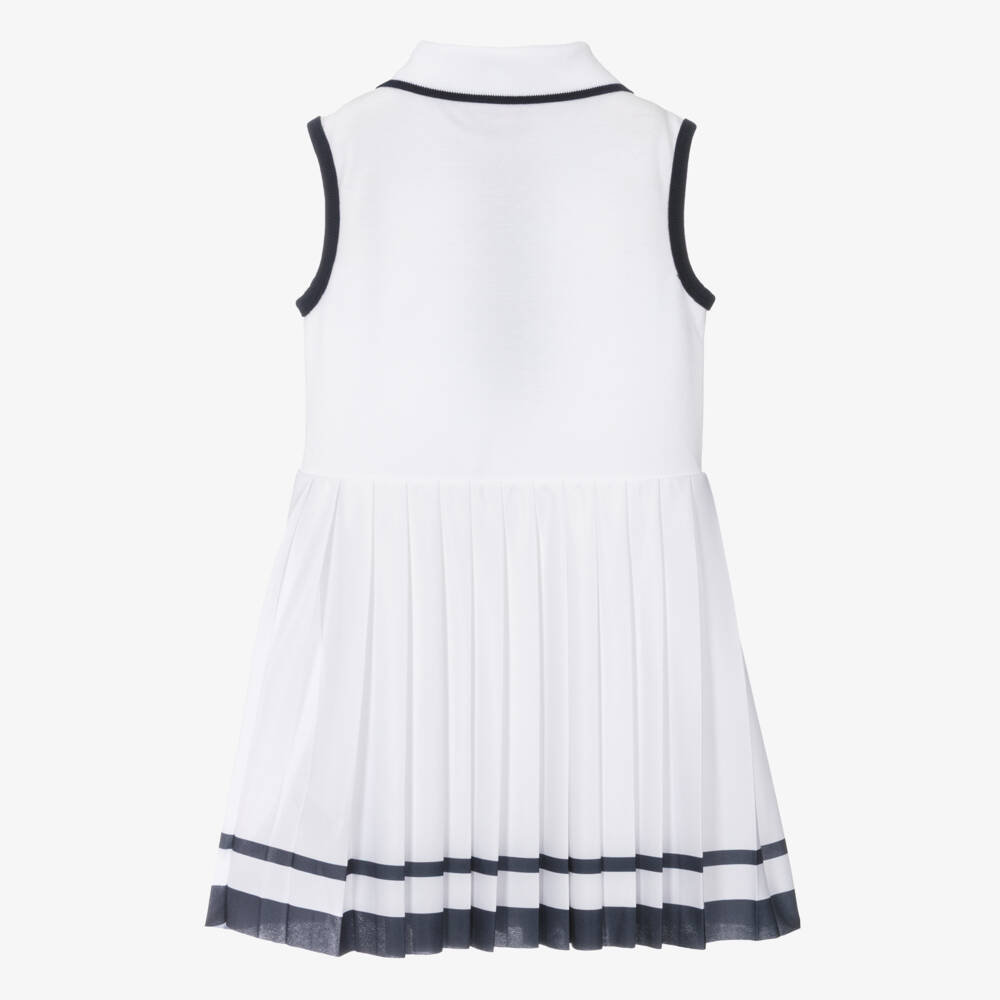 Lacoste-Girls Ivory Polo Dress with Pleats | Childrensalon Outlet