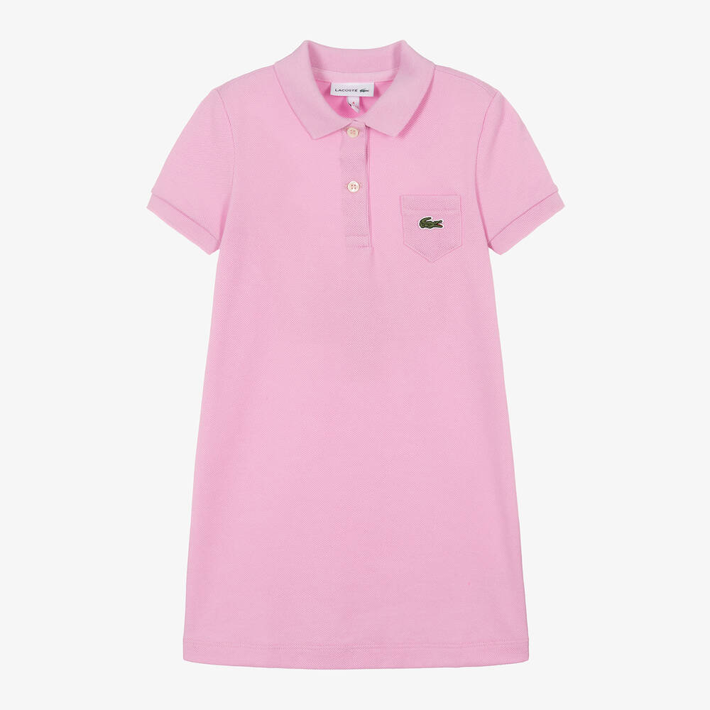 Lacoste Robe polo rose en coton fille Childrensalon Outlet