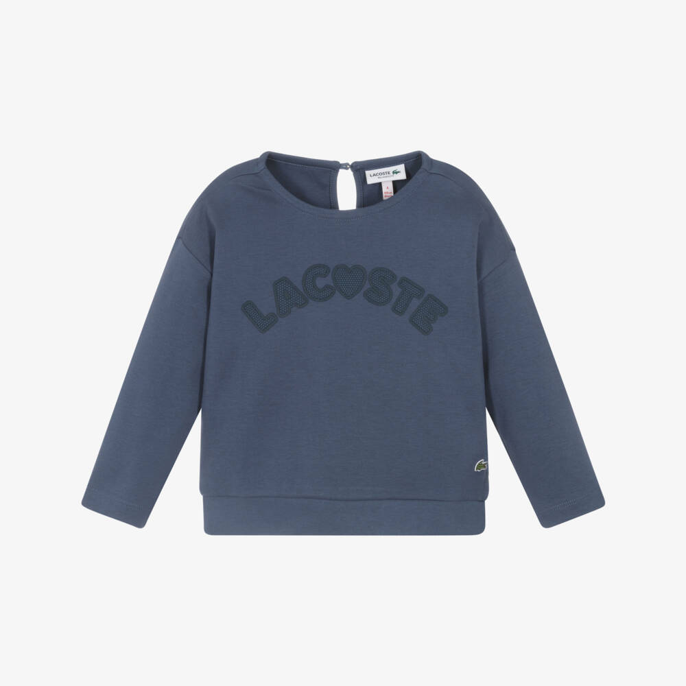 Lacoste-Girls Navy Cotton Logo Pullover | Childrensalon Outlet