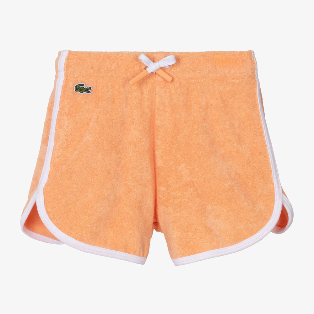 Lacoste-Girls Orange Towelling Shorts | Childrensalon Outlet