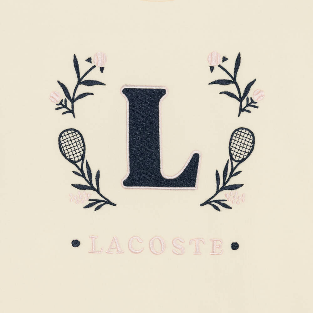 Lacoste-Girls Pale Yellow Tennis Logo Sweatshirt | Childrensalon Outlet
