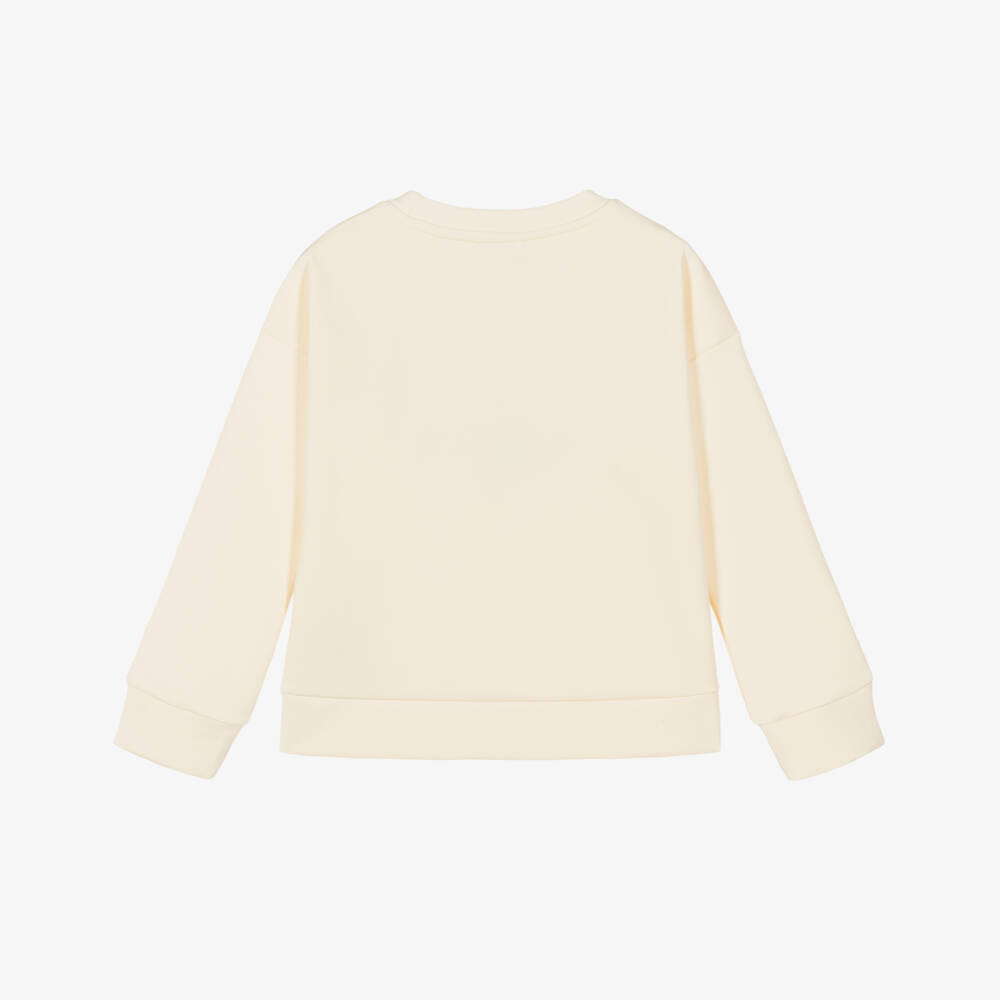 Lacoste-Girls Pale Yellow Tennis Logo Sweatshirt | Childrensalon Outlet