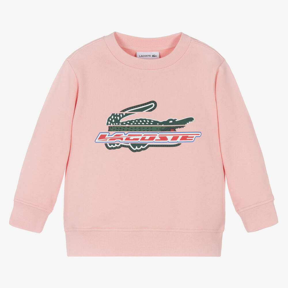 Lacoste - Sweat rose en coton fille | Childrensalon