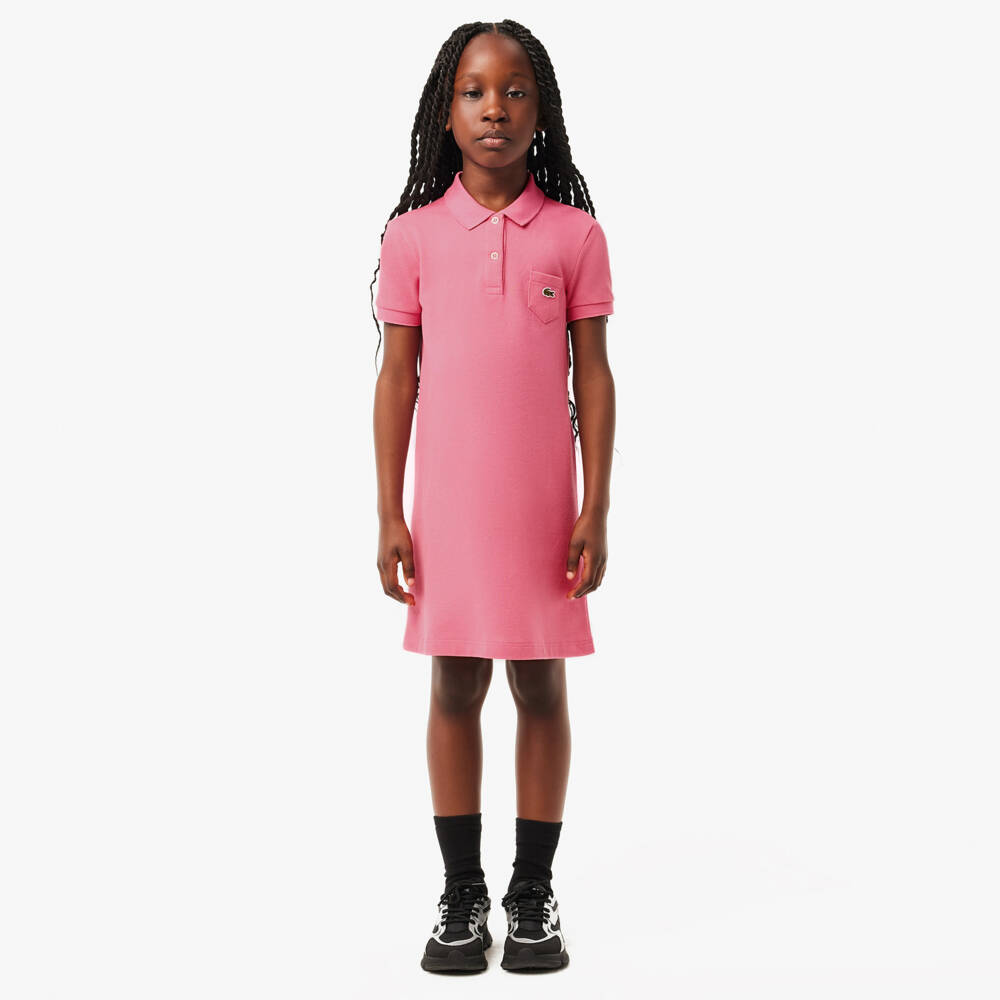 Lacoste-Girls Pink Cotton Polo Dress | Childrensalon Outlet