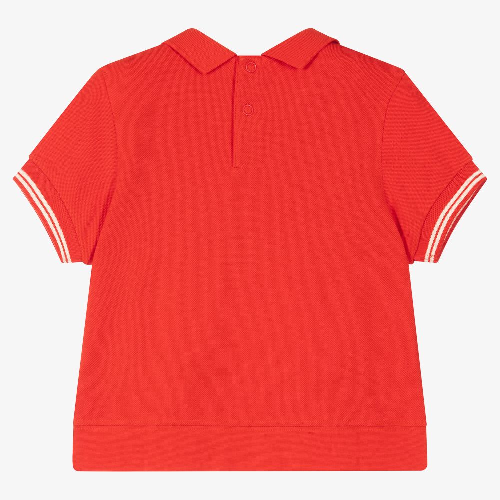 Lacoste Girls Red Cotton Polo Shirt Childrensalon Outlet