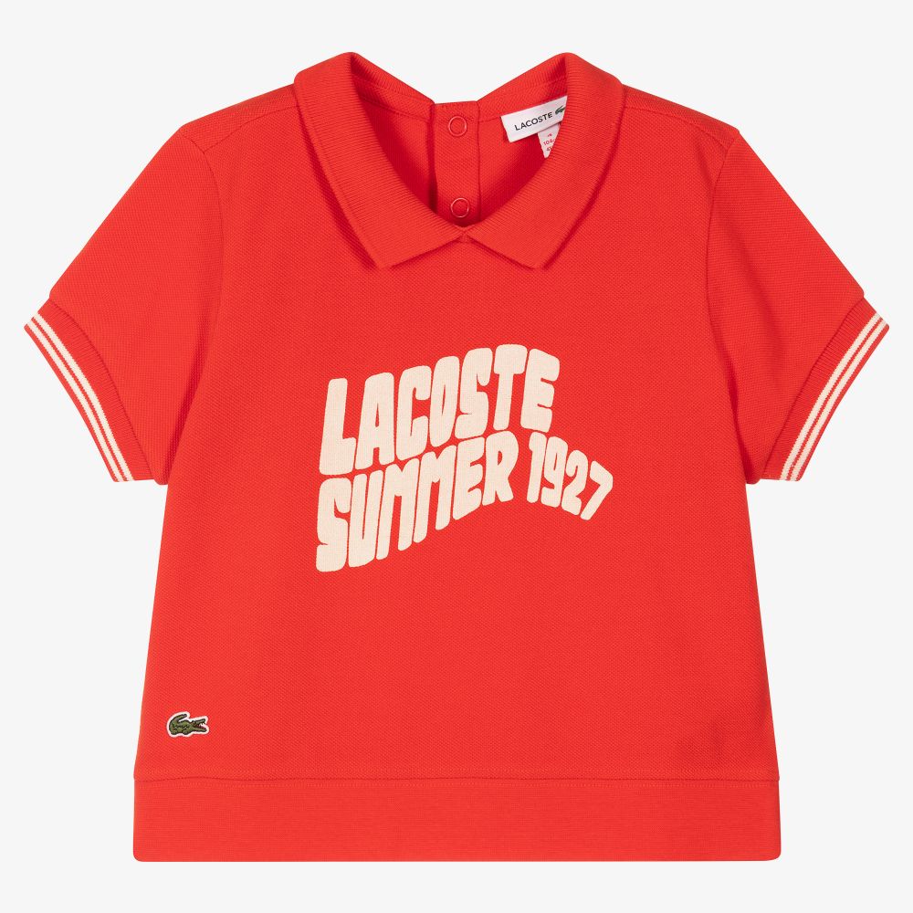 Girls Red Cotton Polo Shirt