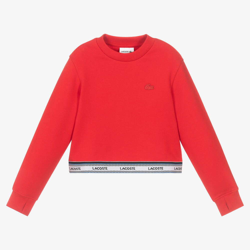 Lacoste - Girls Red Cotton Sweatshirt | Childrensalon
