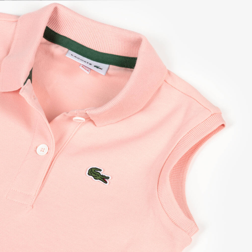 Lacoste-Girls Rose Pink Cotton Polo Dress | Childrensalon Outlet