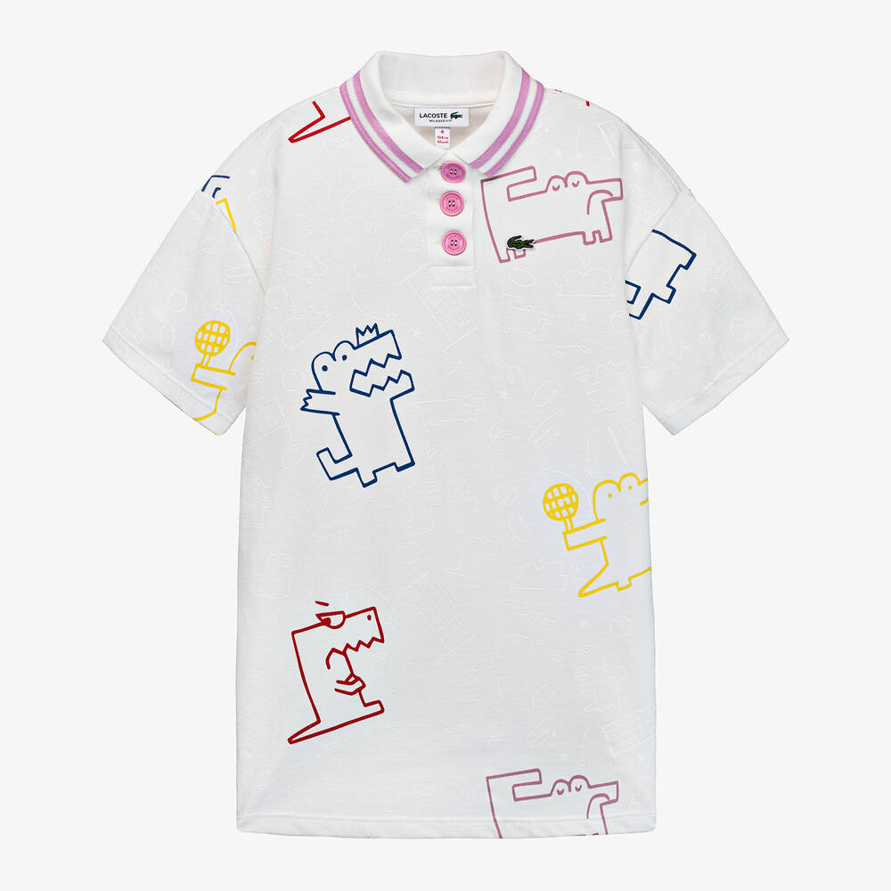 Lacoste-Girls White Cotton Tennis Polo Dress | Childrensalon Outlet