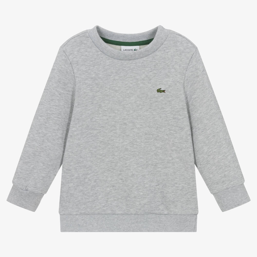 Lacoste - Sweat-shirt coton gris à crocodile | Childrensalon